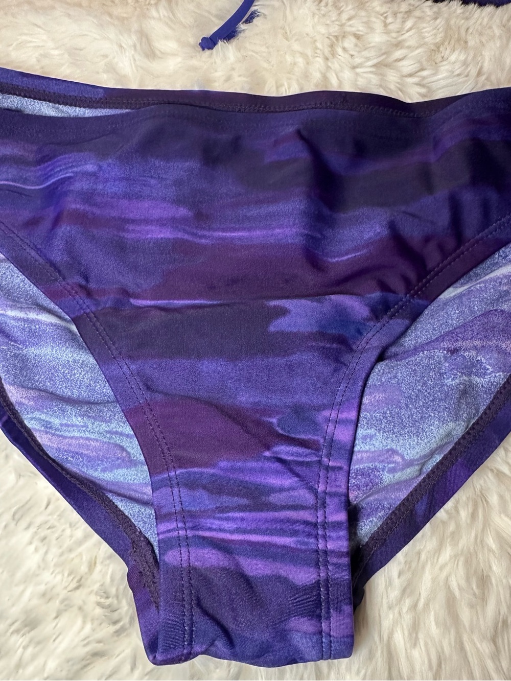 Exhilaration Purple Bandeau Bikini Set Tie Side Swimsuit Watercolor Print - Picture 6 of 16